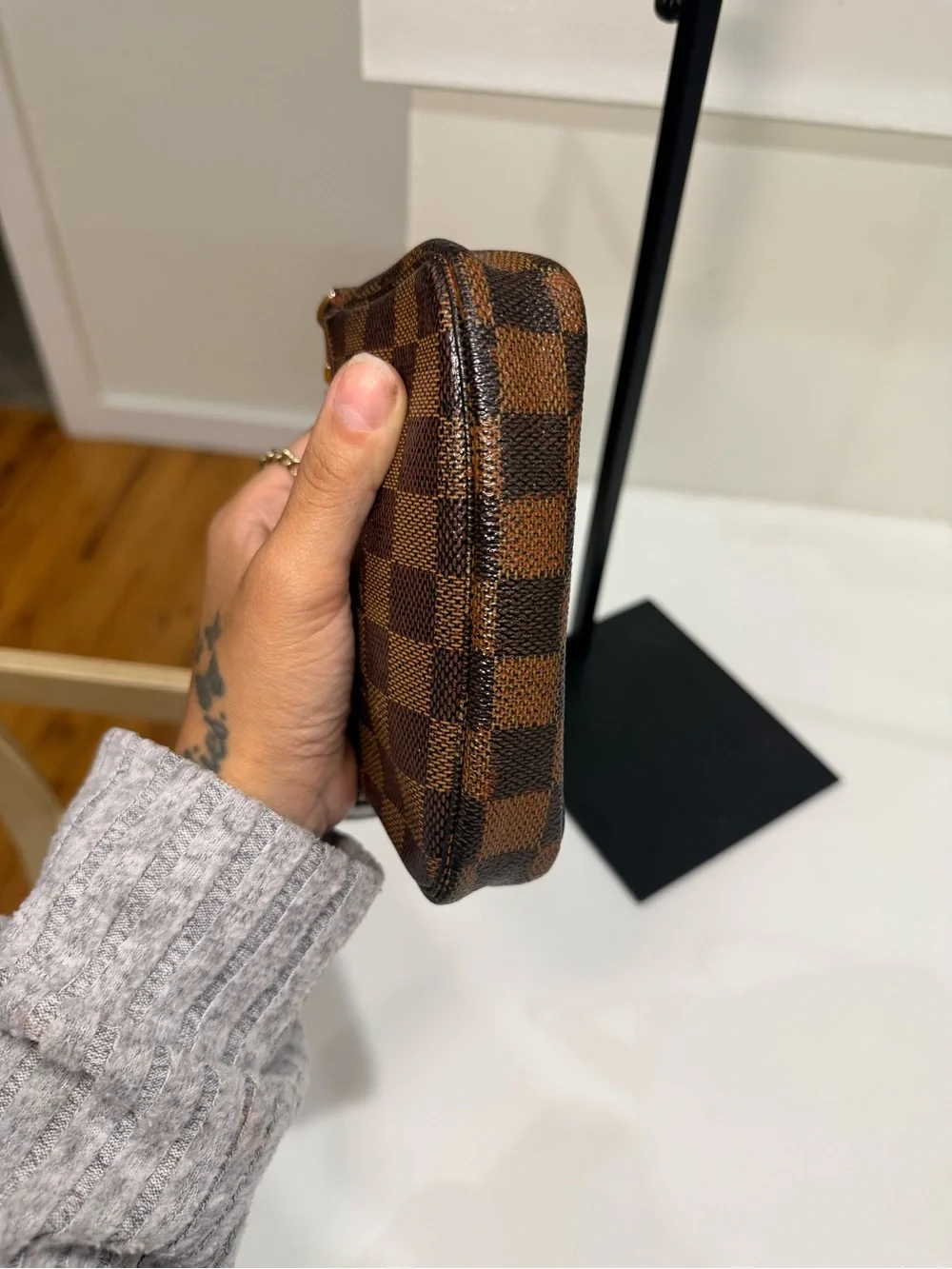 Louis Vuitton Damier Ebene Trunks and Bags Mini Pochette Accessoires Bag Brown